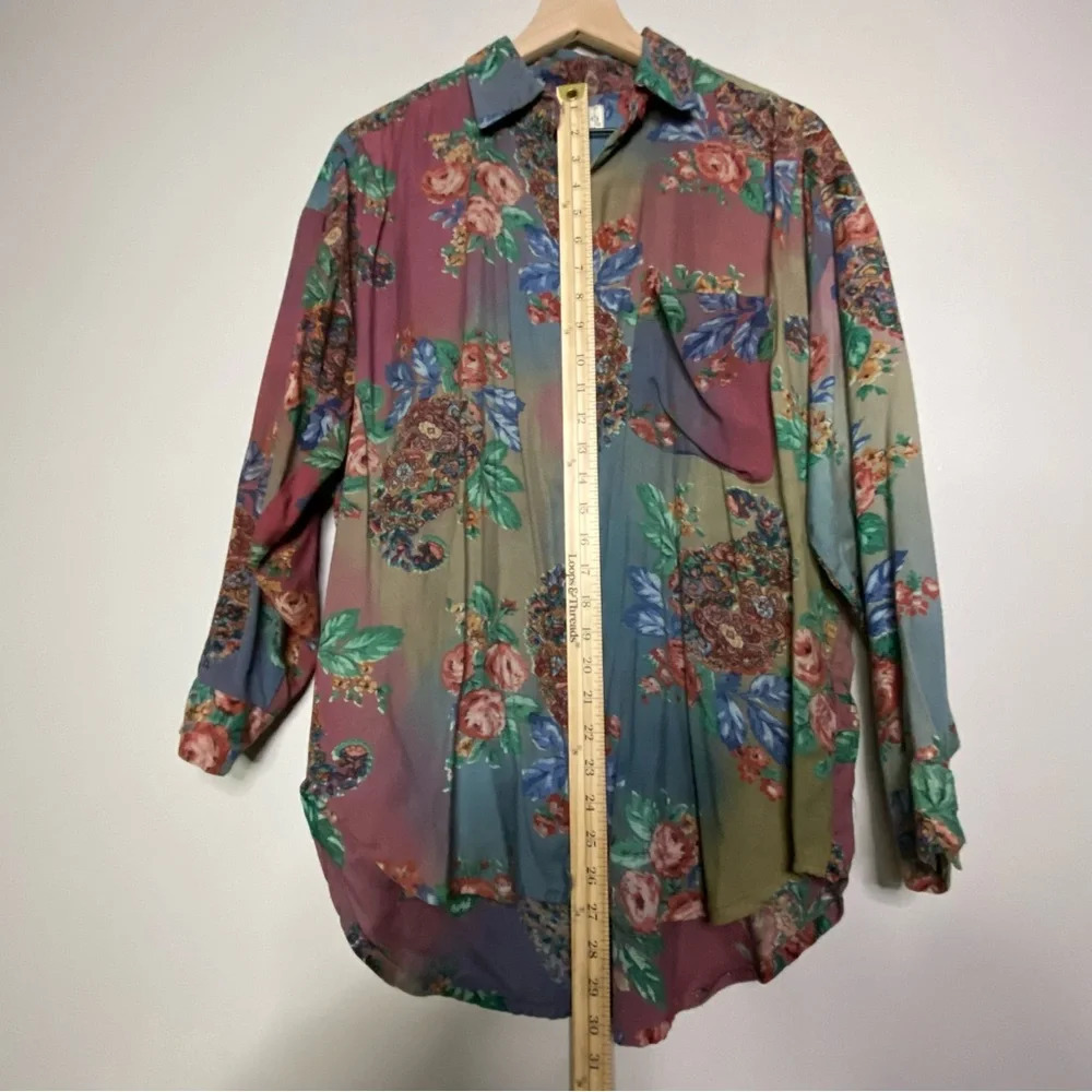 Vintage Floral Blouse size small At Last Studio boho 90s y2k feminine warm tones - Picture 7 of 8